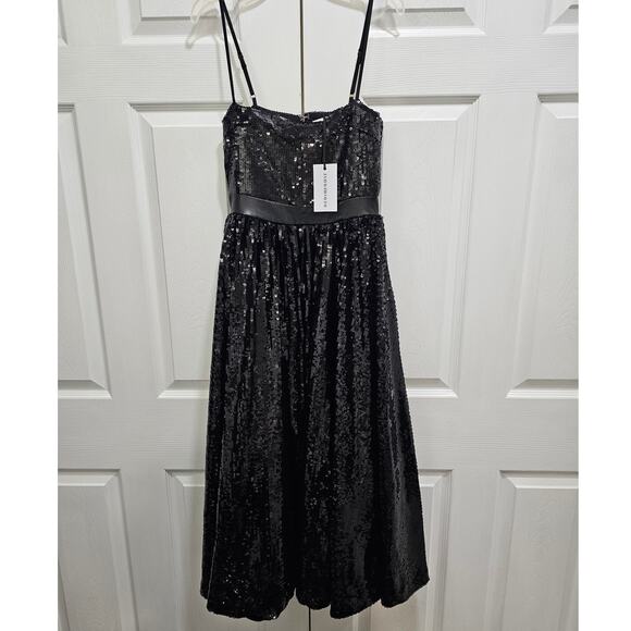NEW WEWOREWHAT SEQUIN MIDI DRESS BLACK SIZE  4 - Picture 8 of 8